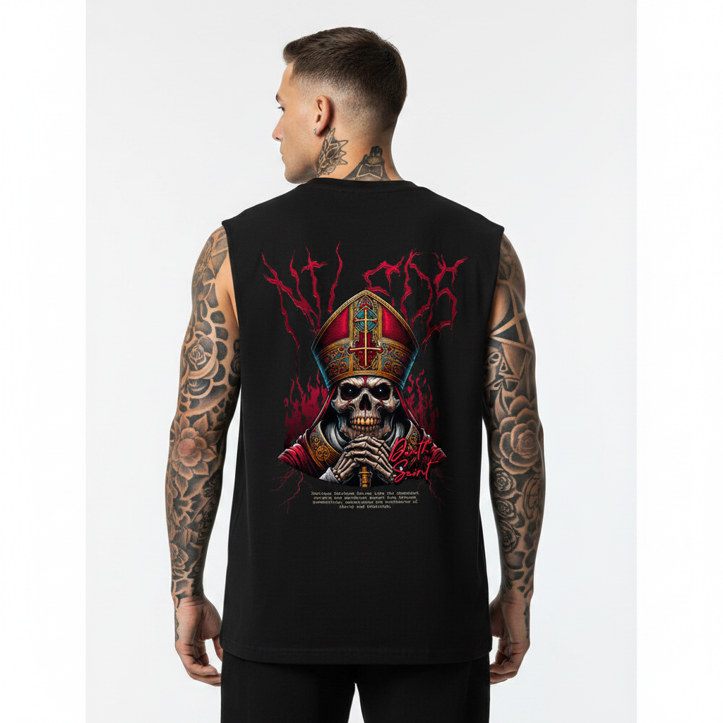 Death Saint Sleeveless Oversized Tee mit Backprint