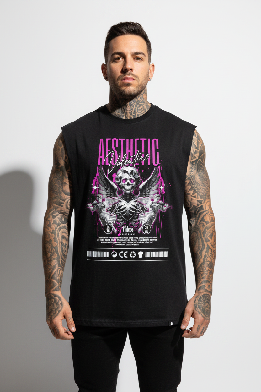 AESTHETIC Sleeveless Oversized Tee mit Frontprint