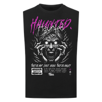Haunted Sleeveless Oversized Tee mit Frontprint in Schwarz – Miniaturansicht 2