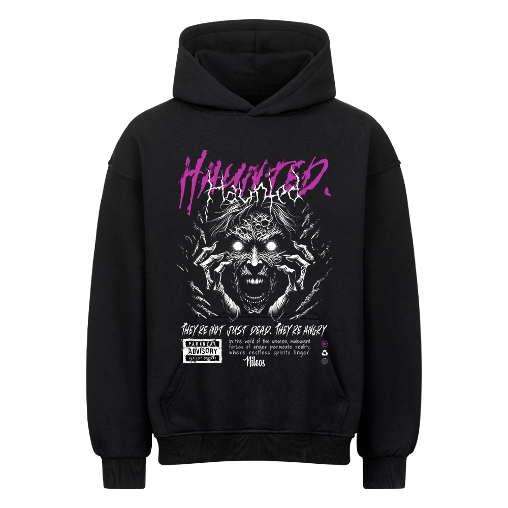 Haunted Oversized Hoodie in Schwarz