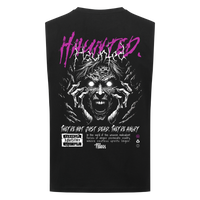 Haunted Sleeveless Oversized Tee mit Backprint in Schwarz – Miniaturansicht 2
