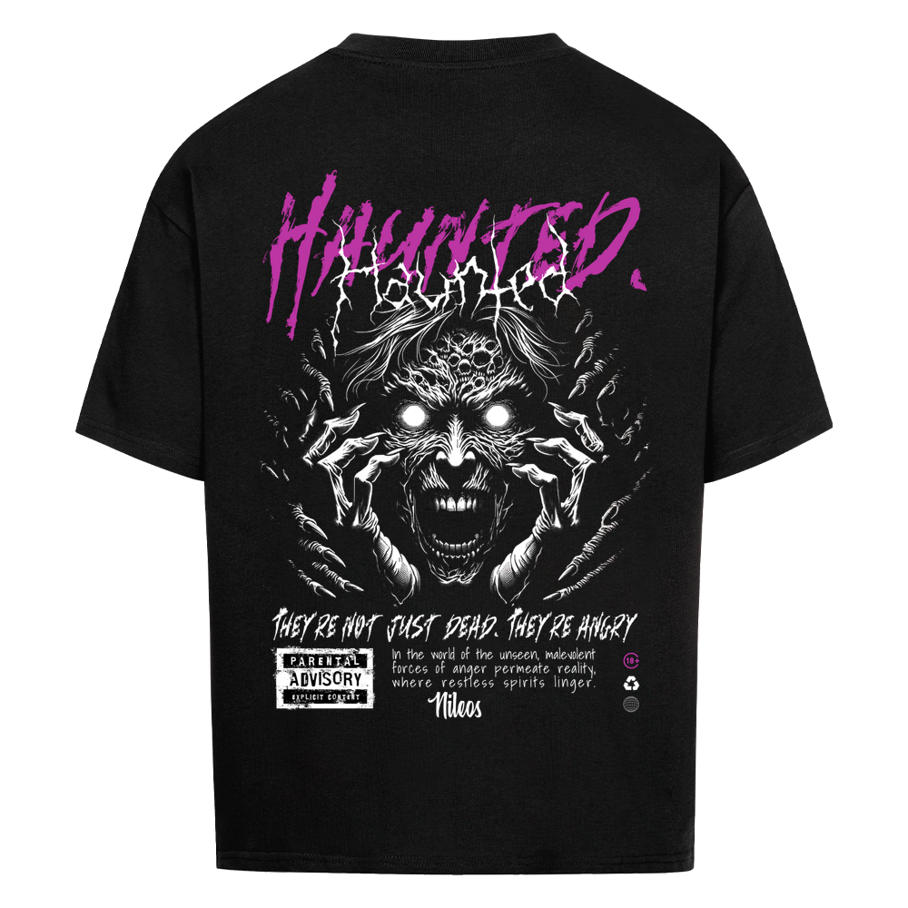 Haunted Oversized Shirt mit Backprint in Schwarz