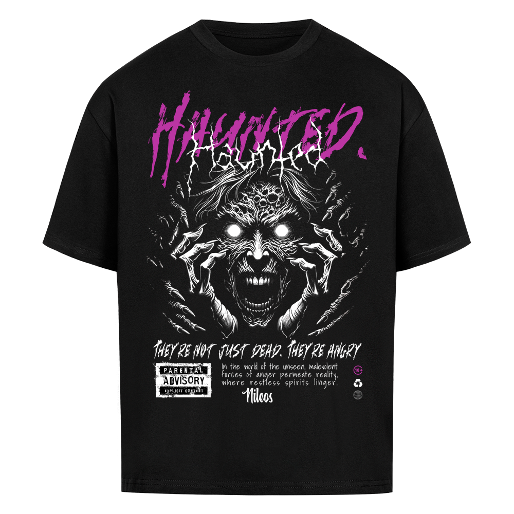 Haunted Oversized Shirt mit Frontprint in Schwarz