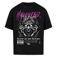 Haunted Oversized Shirt mit Frontprint in Schwarz – Miniaturansicht 3