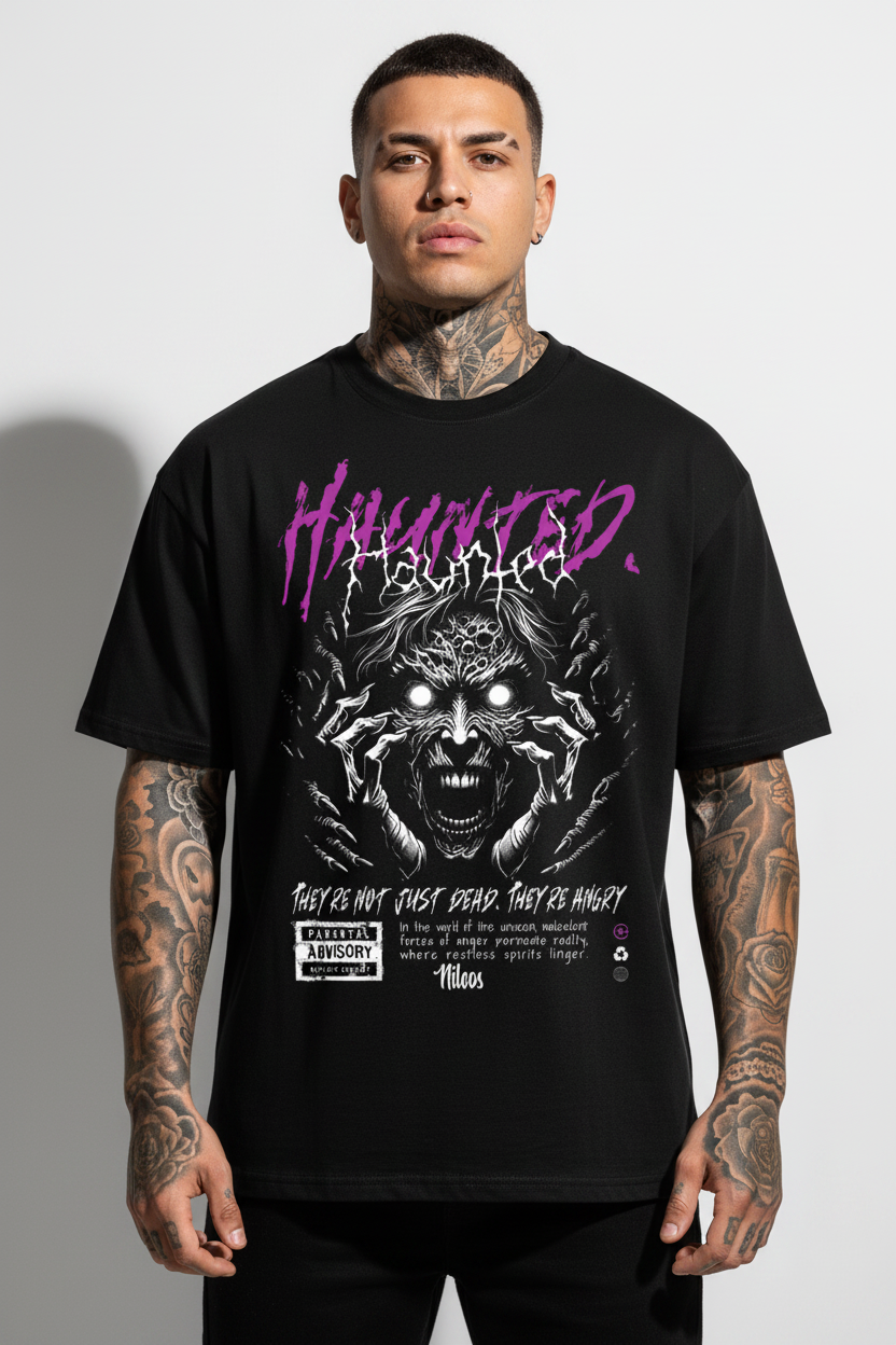 Haunted Oversized Shirt mit Frontprint