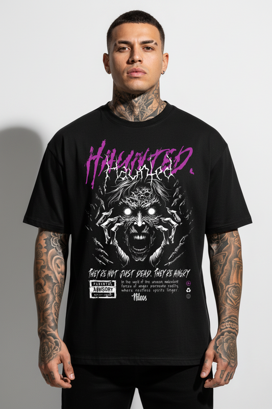Haunted Oversized Shirt mit Frontprint