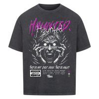 Haunted Oversized Shirt mit Frontprint in Washed Black – Miniaturansicht 4