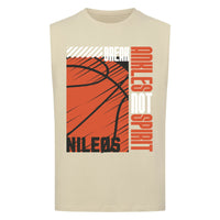 ANKLES Sleeveless Oversized Tee mit Frontprint – NILEOS, Farbe Sand – Miniaturansicht 4