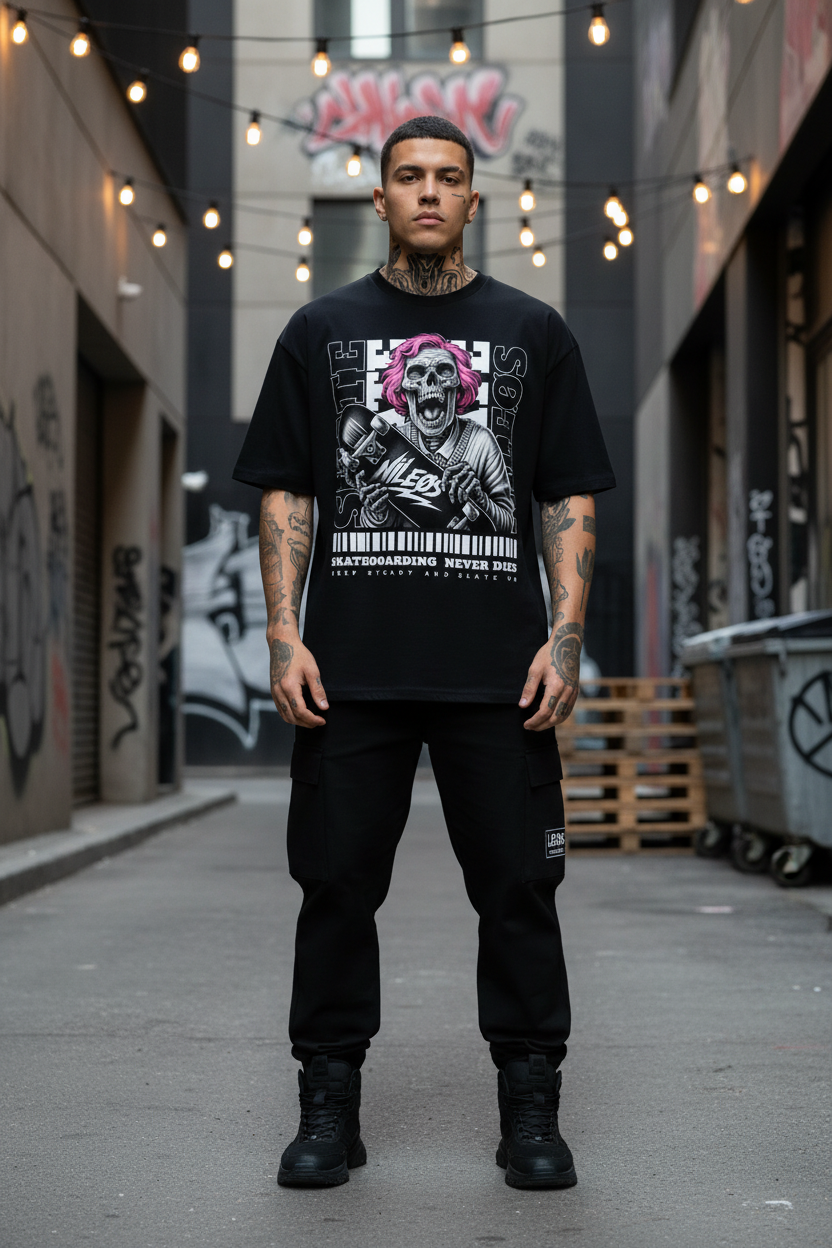 KEEP STEADY Oversized Shirt mit Frontprint