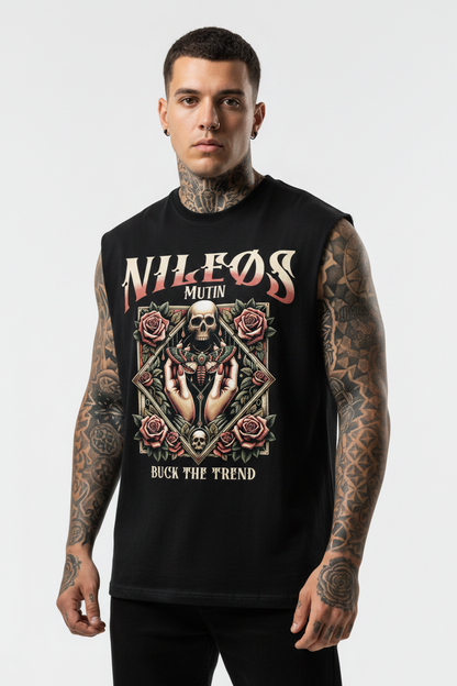 MUTIN Sleeveless Oversized Tee mit Frontprint