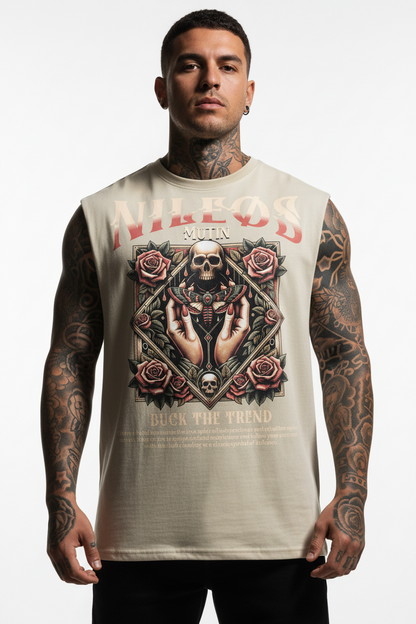 MUTIN Sleeveless Oversized Tee mit Frontprint