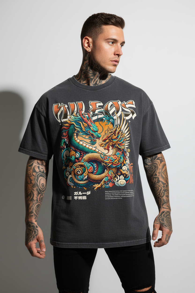 PHØX Oversized Shirt mit Frontprint