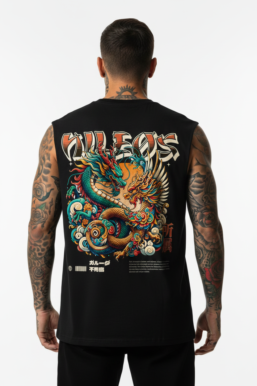 PHØX Sleeveless Oversized Tee mit Backprint