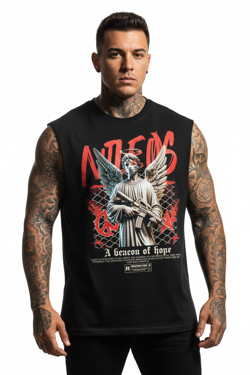 BEΛCON OF HOPE Sleeveless Oversized Tee mit Frontprint