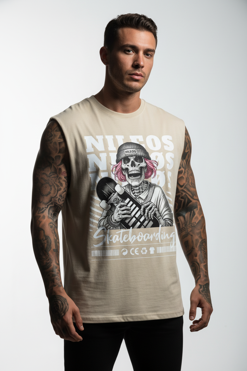 SK8T Sleeveless Oversized Tee mit Frontprint