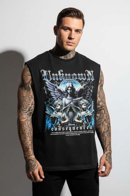 UNKØNSEQ Sleeveless Oversized Tee mit Frontprint