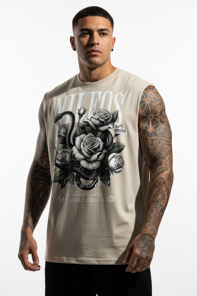 Eden’s Fang Sleeveless Oversized Tee mit Frontprint