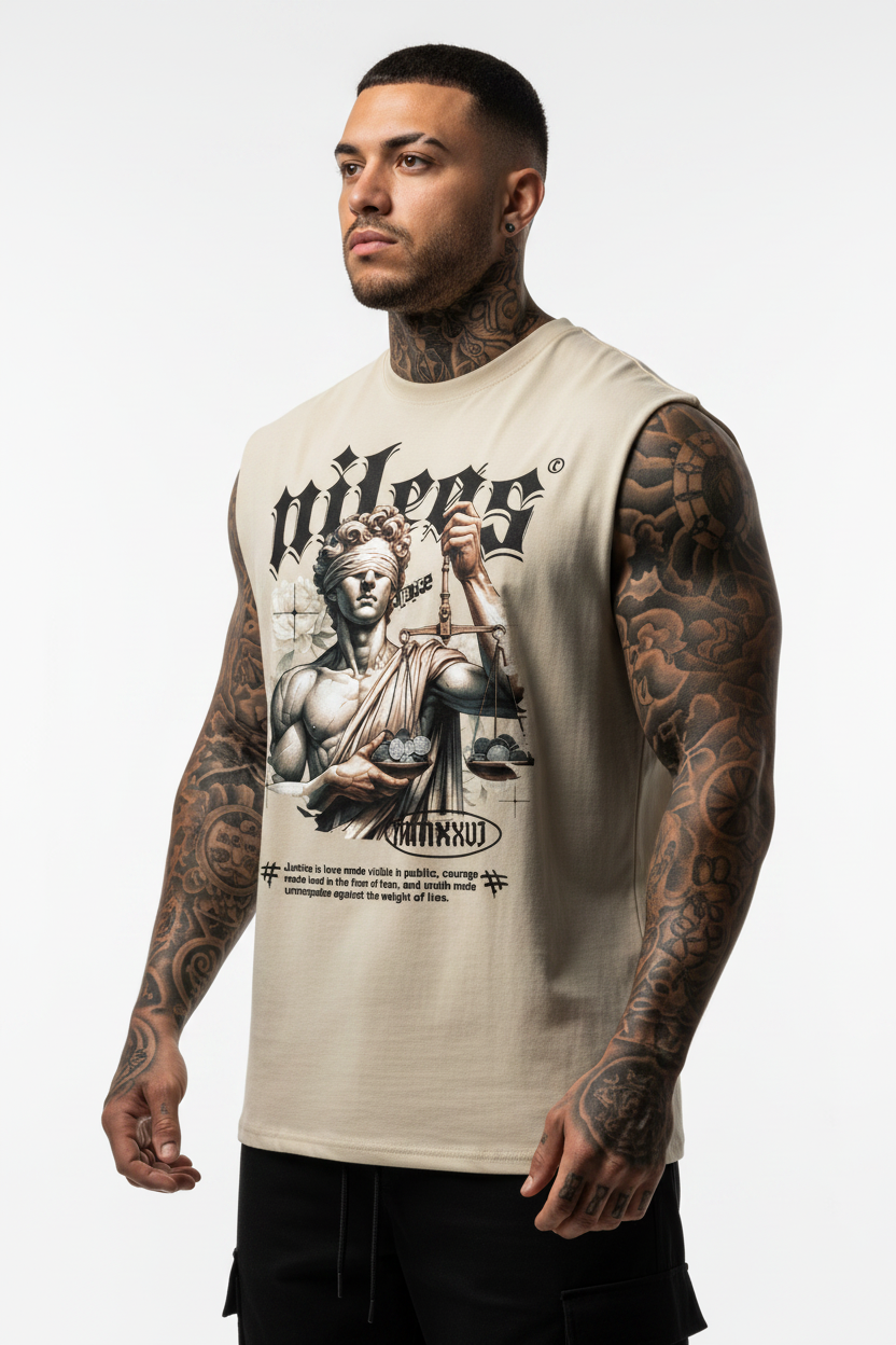 JUSTICE Sleeveless Oversized Tee mit Frontprint