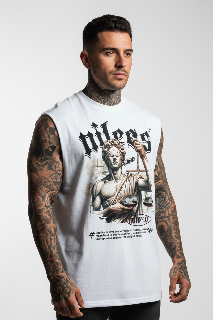 JUSTICE Sleeveless Oversized Tee mit Frontprint