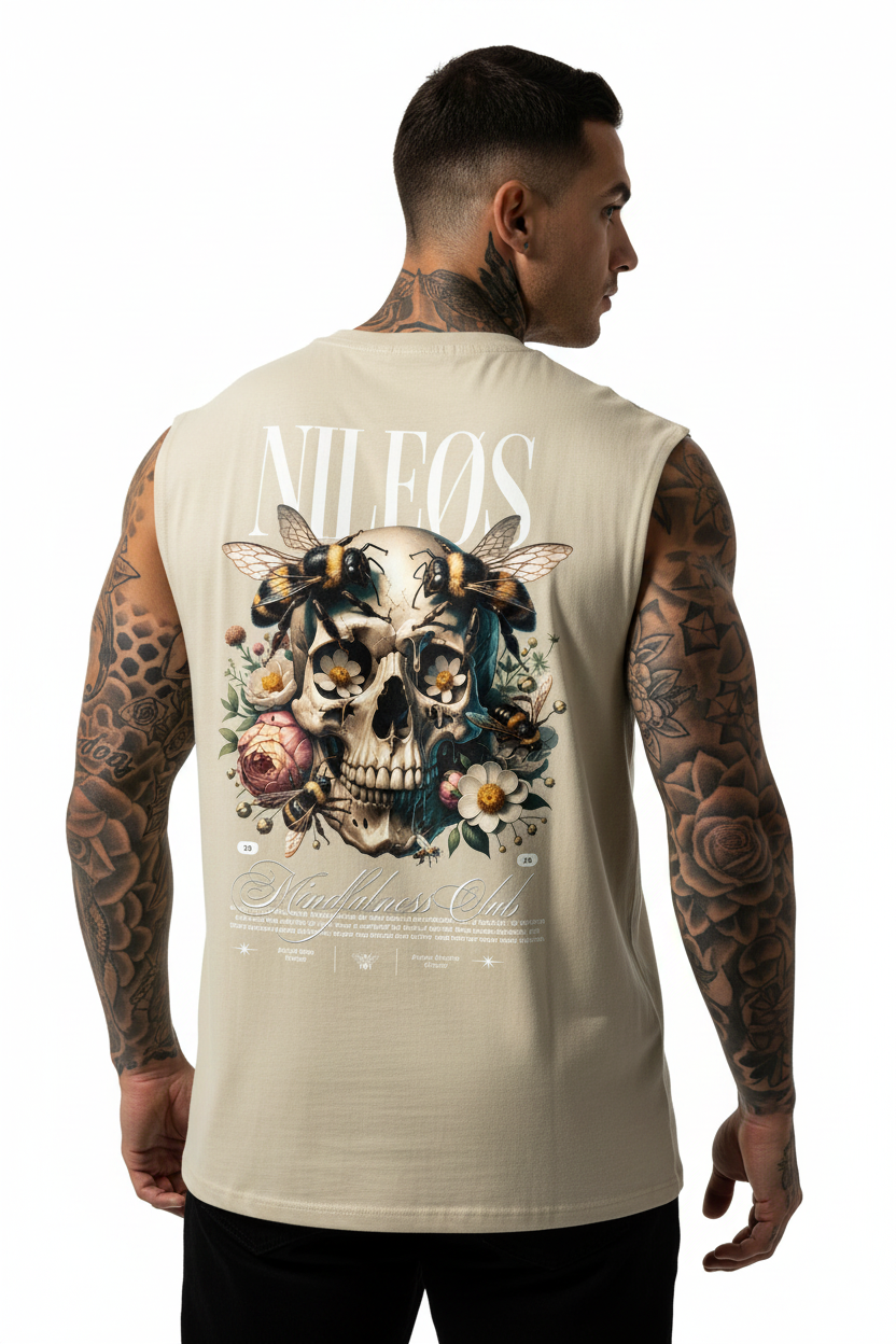 Mindfulness Club Sleeveless Oversized Tee mit Backprint