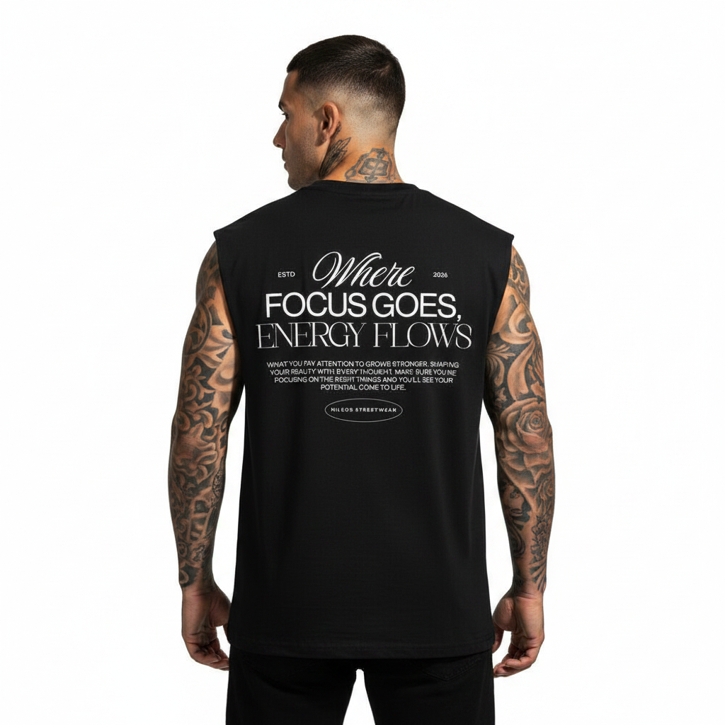 ENERGY FLOWS Sleeveless Oversized Tee mit Backprint