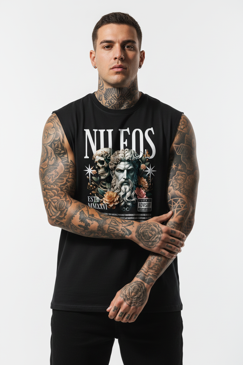 Two Side Sleeveless Oversized Tee mit Frontprint
