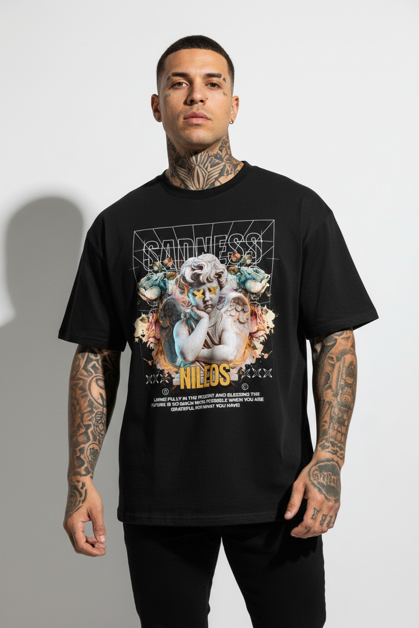 SAD ANGELS Oversized Shirt mit Frontprint