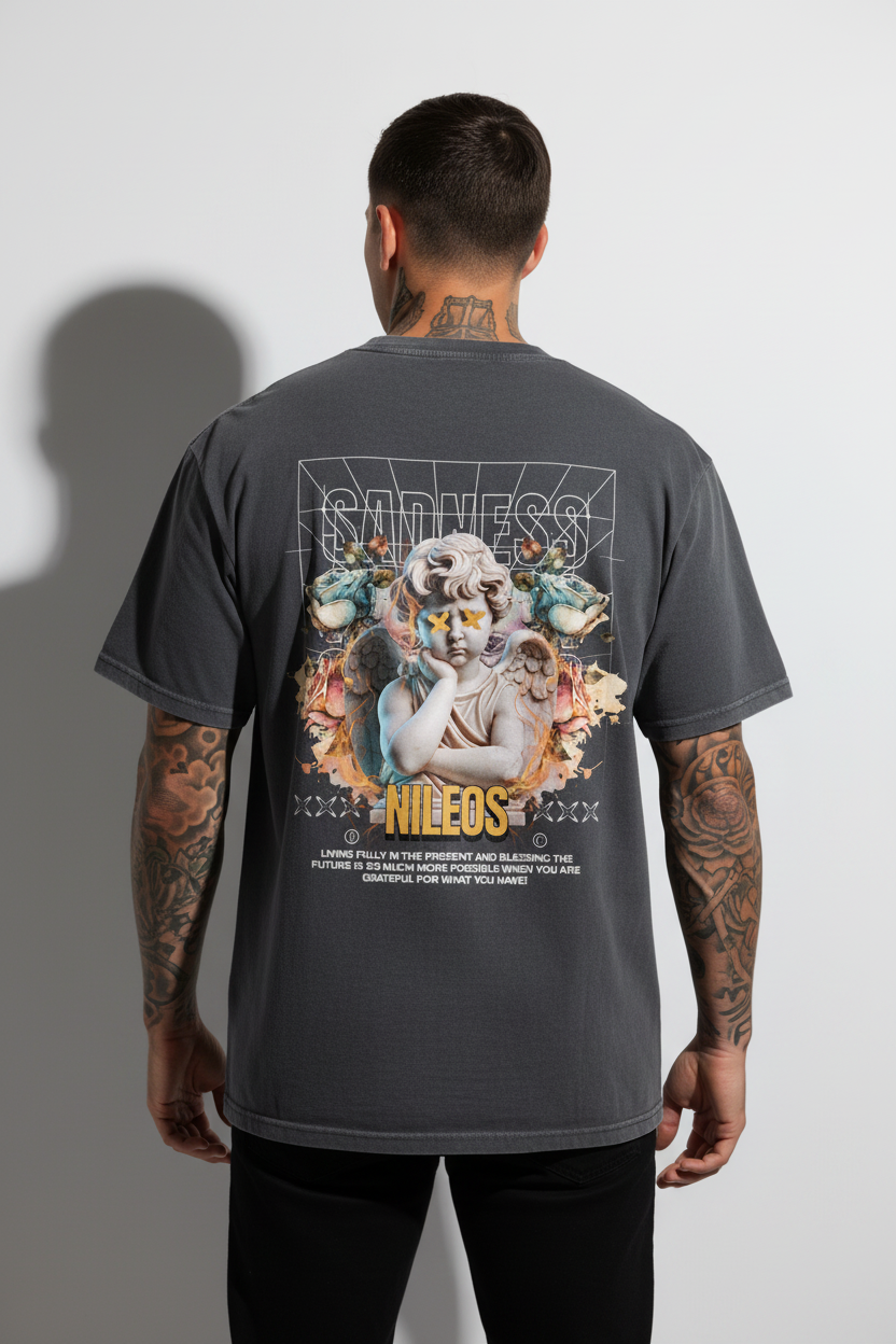 SAD ANGELS Oversized Shirt mit Backprint