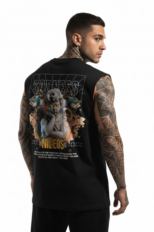 SAD ANGELS Sleeveless Oversized Tee mit Backprint