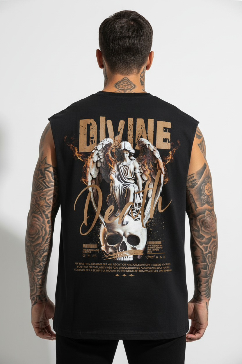 Divine Death Sleeveless Oversized Tee mit Backprint