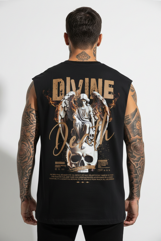 Divine Death Sleeveless Oversized Tee mit Backprint