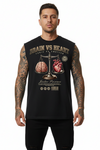 BRAIN VS HEART Sleeveless Oversized Tee mit Frontprint – Miniaturansicht 1