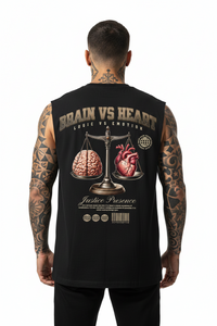 BRAIN VS HEART Sleeveless Oversized Tee mit Backprint – Miniaturansicht 1