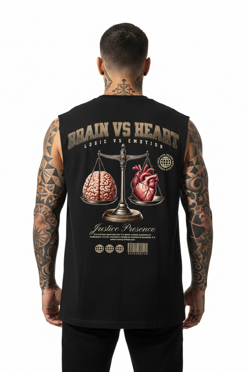 BRAIN VS HEART Sleeveless Oversized Tee mit Backprint