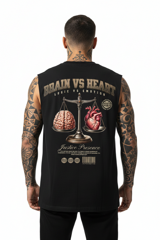 BRAIN VS HEART Sleeveless Oversized Tee mit Backprint