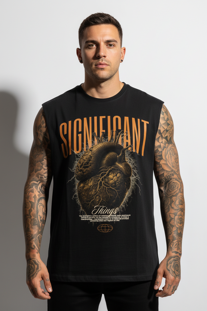 Heart Sleeveless Oversized Tee mit Frontprint