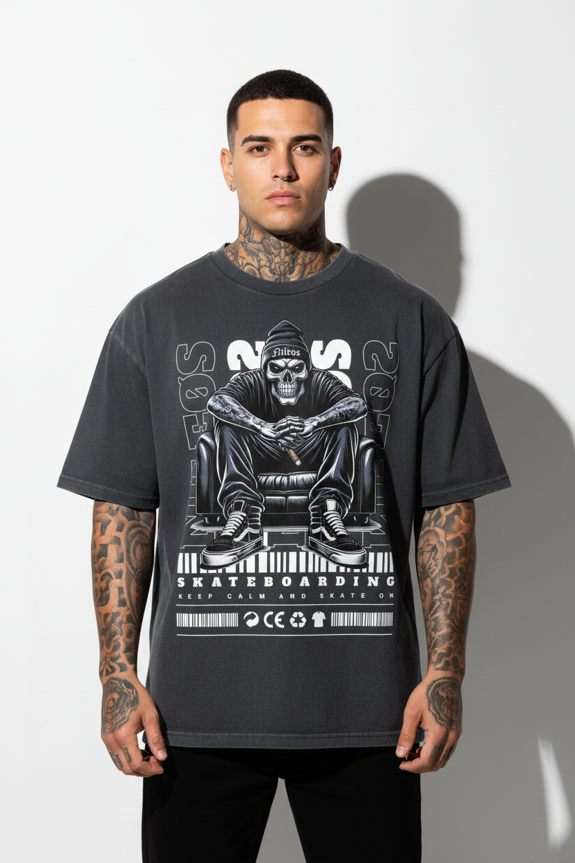 Keep Calm Oversized Shirt mit Frontprint