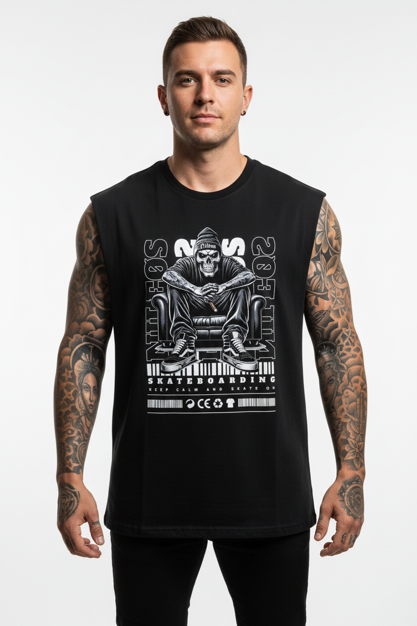 Keep Calm Sleeveless Oversized Tee mit Frontprint
