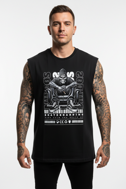 Keep Calm Sleeveless Oversized Tee mit Frontprint