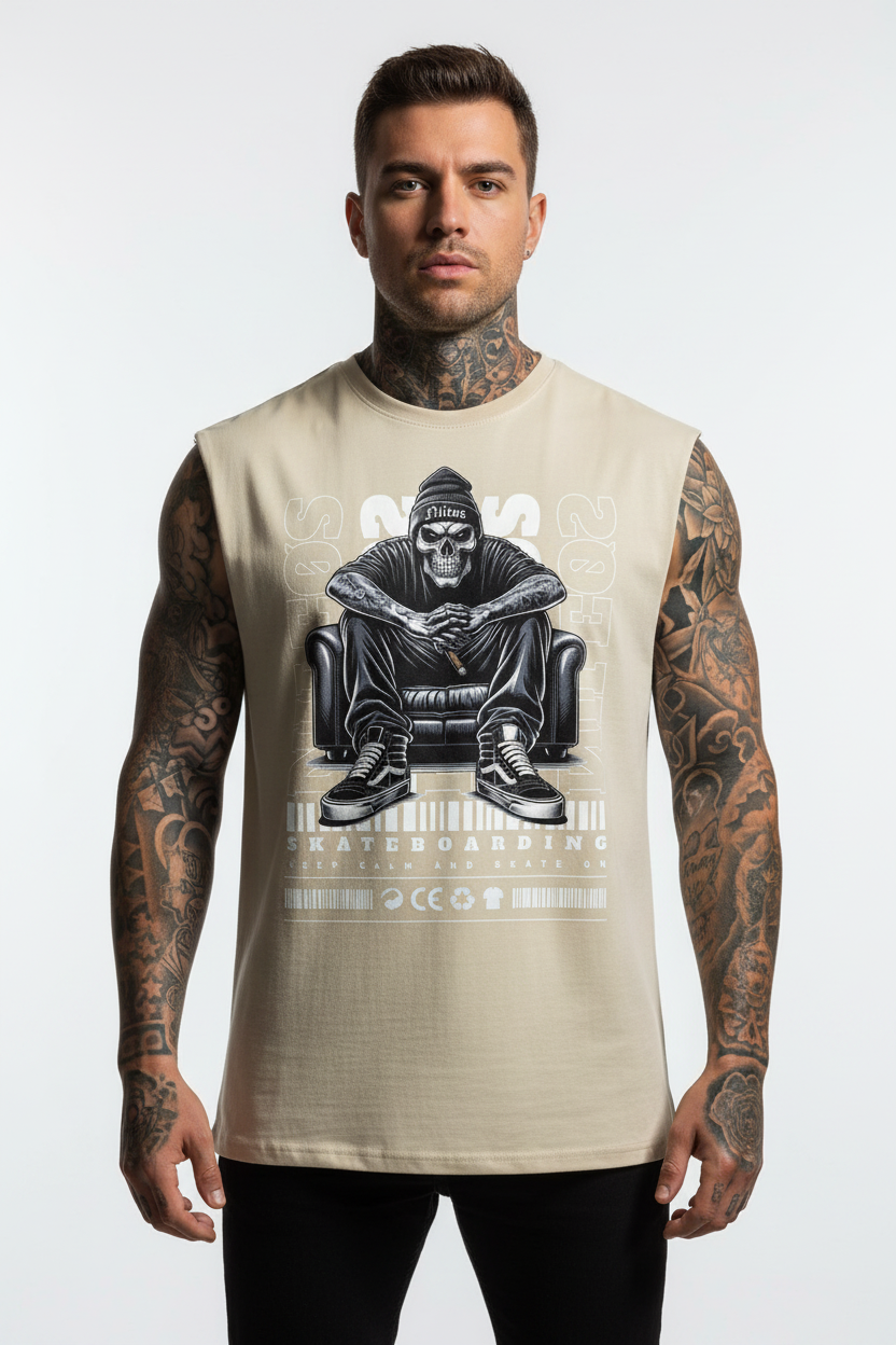 Keep Calm Sleeveless Oversized Tee mit Frontprint