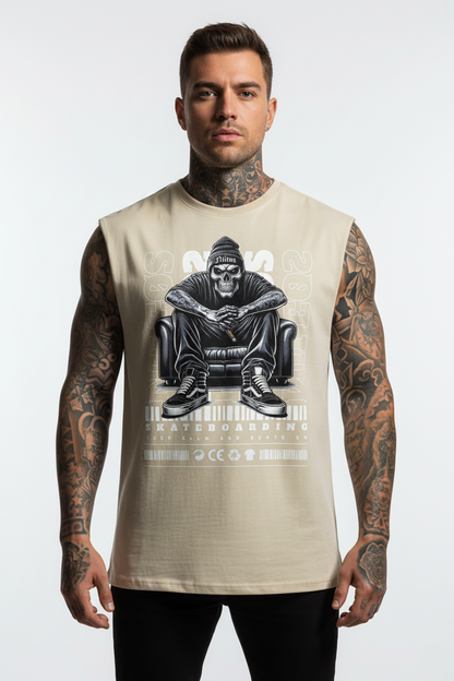 Keep Calm Sleeveless Oversized Tee mit Frontprint