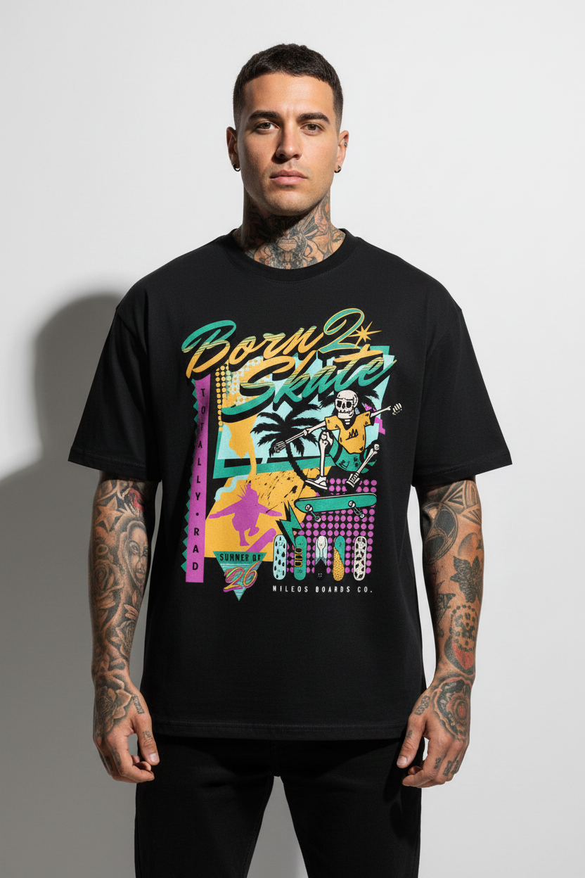 Born 2 Skate Oversized Shirt mit Frontprint