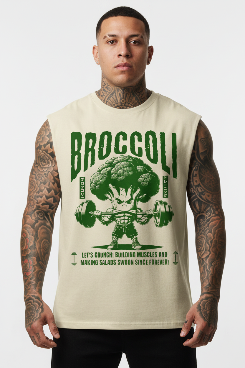 Broccoli Sleeveless Oversized Tee mit Frontprint