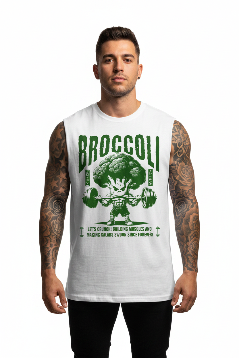 Broccoli Sleeveless Oversized Tee mit Frontprint