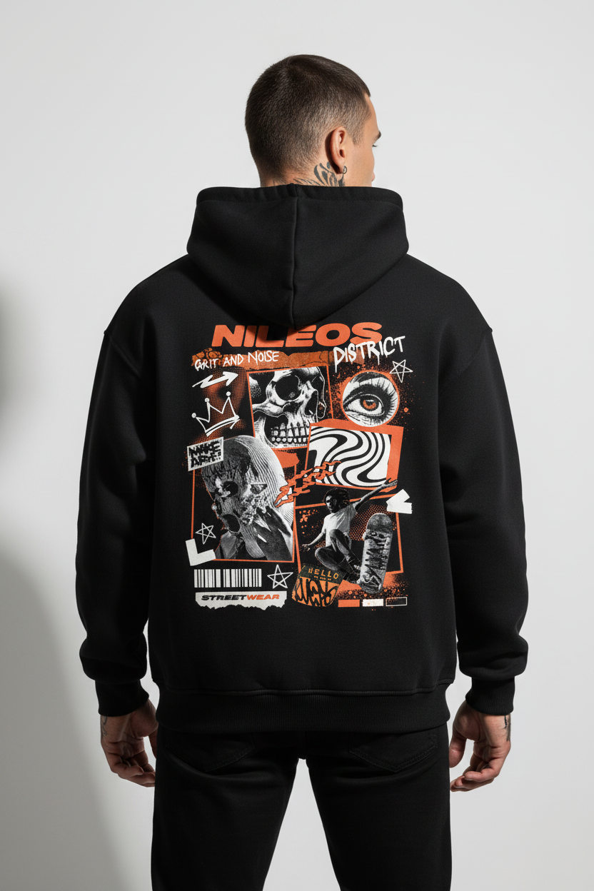 Grit and Noise Oversized Hoodie mit Backprint