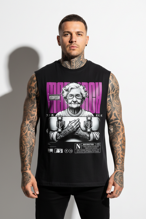 Skating Monarch Sleeveless Oversized Tee mit Frontprint