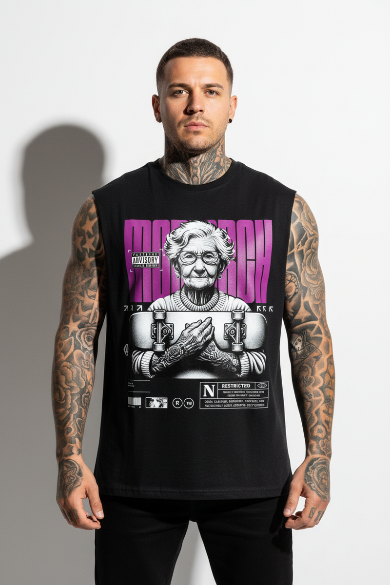 Skating Monarch Sleeveless Oversized Tee mit Frontprint