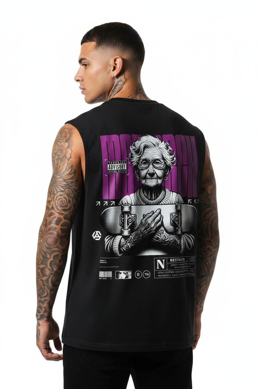 Skating Monarch Sleeveless Oversized Tee mit Backprint