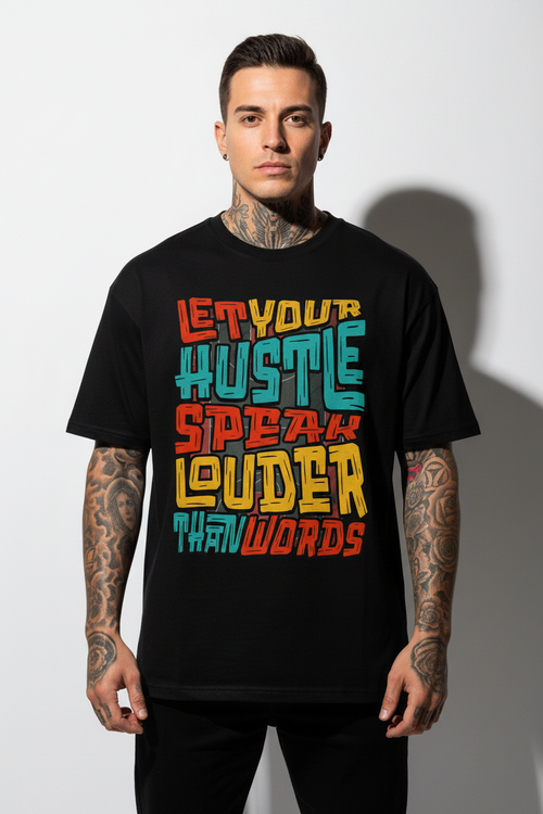 Hustle Louder Oversized Shirt mit Frontprint