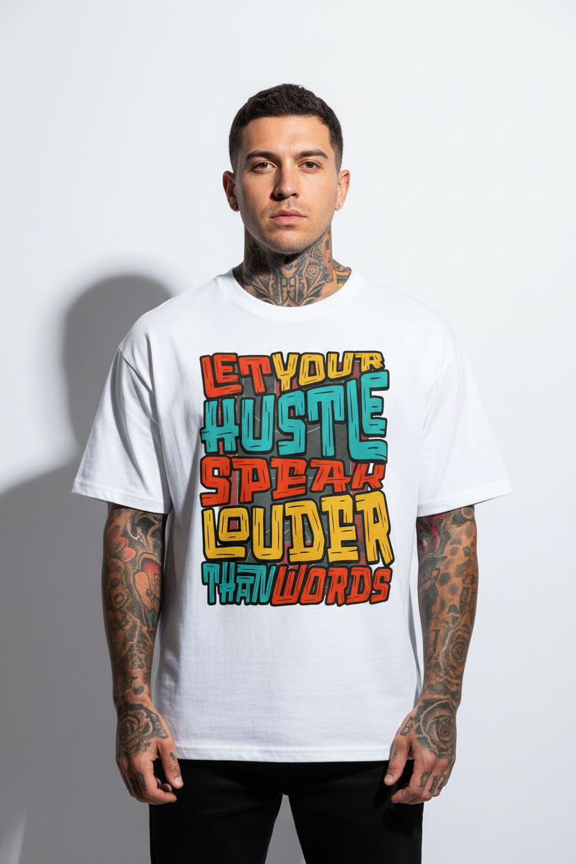 Hustle Louder Oversized Shirt mit Frontprint